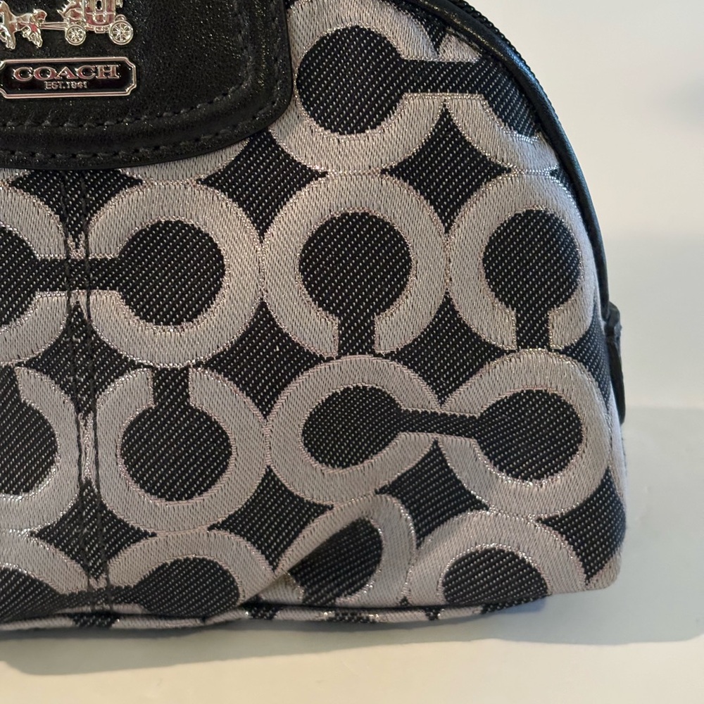 COACH Gunmetal Black/Black C Logo COSMETIC BAG NWOT - Picture 5 of 15
